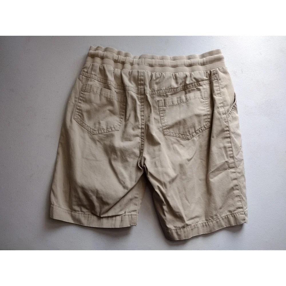 Cat & Jack kids Khaki Chino Shorts Tan Elastic Waist‎ Drawstring Size L 10/12